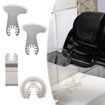 Осциллирующий многофункциональный инструмент из 4 предметов для удаления затирки и врезной резки металла.