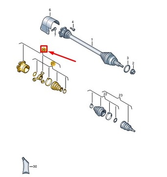 VW TAIGO CS FRONTA RIGHT INNER DRIVE SHAFT CV JOINT KIT 2Q0498103P