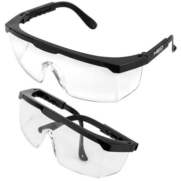 NEO Okulary ochronne , białe soczewki , regulowane zauszniki filtr UV 2C-1,