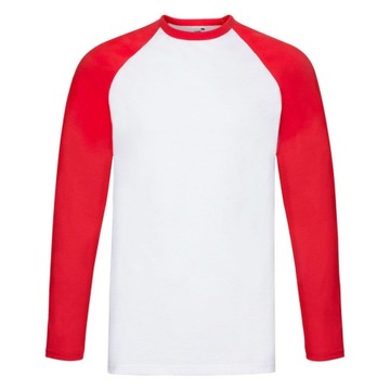Koszulka męska dł.rękaw BASEBALL biały/czerw XL