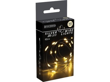 Girlanda Lampki OGRODOWE Na baterie 20 lampek LED BIAŁE CIEPŁE - 95 cm
