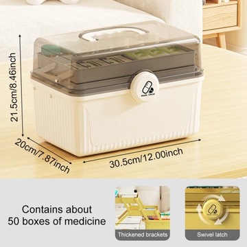 Large Capacity Family Medicine Organizer Pill Box 3 Layers Big First Aid