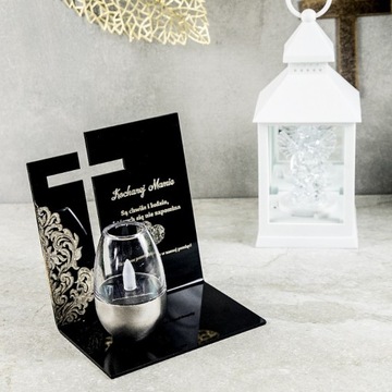 NAGROBNA PODSTAWKA POD ZNICZ SZKŁO AKRYL LAMPION