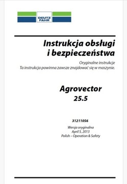 Instrukcja obsługi DEUTZ- FAHR Agrovector 25.5