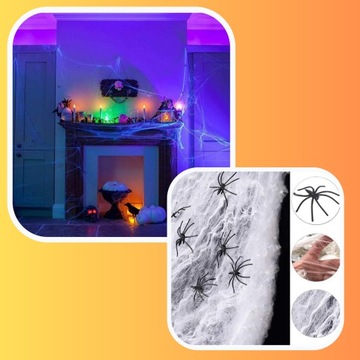 ПАУТИНКА БЕЛЫЙ ОРНАМЕНТ УКРАШЕНИЕ НА ХЭЛЛОУИН + ПАУКИ