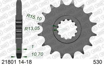 ПЕРЕДНЯЯ ЗВЕЗДОЧКА AFAM #530 18 ЗУБЦИЙ YAMAHA FJ 21801-18