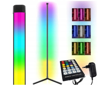 LAMPA LED RGB PODŁOGOWA STOJĄCA NAROŻNA + PILOT