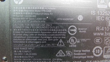 Оригинальный блок питания HP USB-C 45 Вт, 5 В/12 В/15 В, 3 А FV