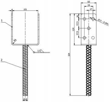 Бетонный столбчатый фундамент типа У ПС 100, горячеоцинкованный