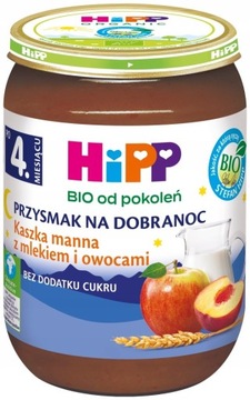 HiPP BIO kaszka manna z mlekiem owocami 4m+ 190 g