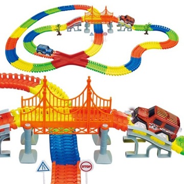 TOR SAMOCHODOWY ŚWIECĄCY 360el + 2 AUTKA MAGIC TRACKS MOST 1808