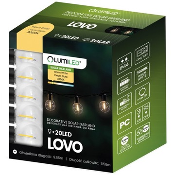 СОЛНЕЧНАЯ САДОВАЯ ГИРЛЯНДИЯ 20 СВЕТОДИОДНЫХ ЛАМПОЧЕК ДЕКОРАТИВНАЯ СВЕТОВАЯ ЦЕПЬ 11,6 м USB