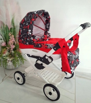 Солидная польская кукольная коляска, глубокая Adbor LILY+Кошелёк+Корзина
