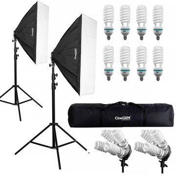 Комплект освещения 2x SOFTBOX 2x штатив 8X ЛАМПОЧКА