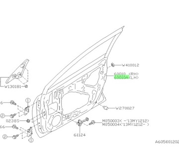 DVEŘE LEVÝ PŘEDNÍ SUBARU IMPREZA-XV 2012-18 (60009FJ0119P)