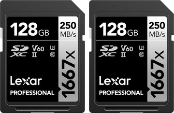 2x KARTA LEXAR PRO 128GB 1667x 250MBs UHS-II