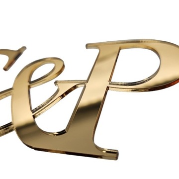 Золотое зеркало ИНИЦИАЛЫ для свадебного торта, украшение бока торта инициалами