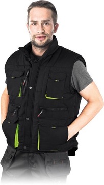 Bezrękawnik ochronny OCIEPLANY męski kamizelka 10 kieszeni KORMORAN2 2XL