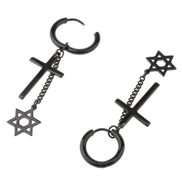 2x Wiszące Kolczyki Ze Stali Nierdzewnej Gwiazda Religijna