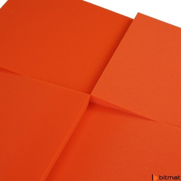 Panel dźwiękochłonny na ścianę z efektem 3D pomarańczowy skośny 50cm x 50cm