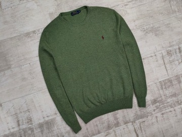 RALPH LAUREN POLO MĘSKI SWETER ZIELONY WEŁNA MERINO ORYGINAŁ IDEAŁ r. XXL