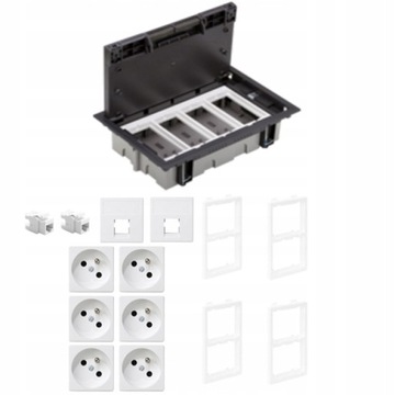 Floor BOX 6x gniazdo z/u+ 2x RJ45 podłogowa