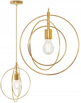 LAMPA SUFITOWA WISZĄCA RING OBRĘCZE KOŁA ZŁOTA APP286