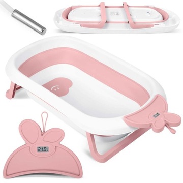 Детская ванночка с термометром RK-282 белый и розовый Ricokids