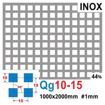 ЛИСТ ПЕРФОРИРОВАННЫЙ 1000 x 2000 1 мм Qg 10-15 INOX