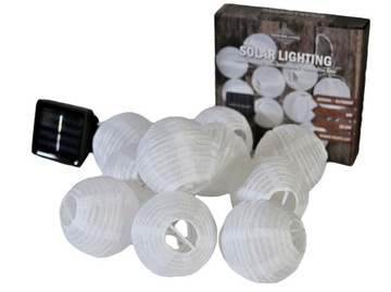 Solarny lampion GIRLANDA balkon taras ogród białe