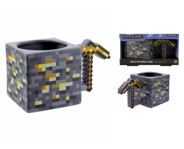 Minecraft Gold Mug Кирка 3D Pixel, лицензия Paladone