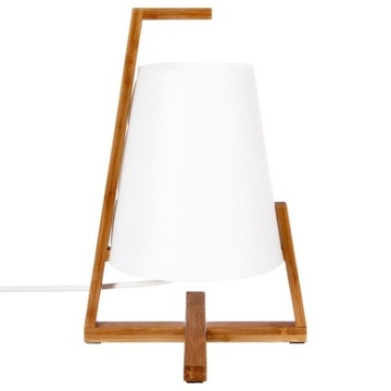 LAMPA BAMBUSOWA BIAŁY KLOSZ lampka boho 22x32 cm