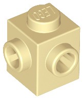 4 szt LEGO 26604 Tan Brick 1 x 1, 2 Studs Adjacent