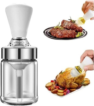 2 in 1 Oil Dispenser Bottle with Silicone Brush Leak-Proof Glass