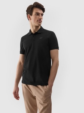 Koszulka Polo z bawełny 4F M130 T-shirt z kołnierzykiem czarny 2XL