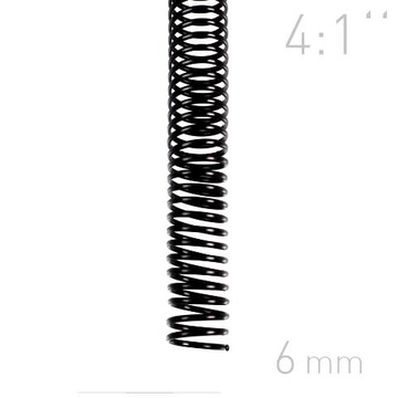 Grzbiety spiralne do bindowania 6mm/4:1 czarne 118687