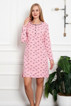 ЖЕНСКАЯ ХЛОПКОВАЯ НОЧНАЯ РУБАШКА, ДЛИННЫЙ РУКАВ, ПУГОВИНЫ, ХАЛАТ