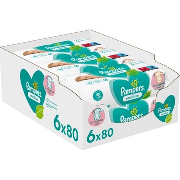 Chusteczki nawilżane PAMPERS Sensitive 6 x 80 szt.