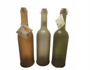 SZARA MATOWA BUTELKA ZE ŚWIATŁEM LED 28 cm