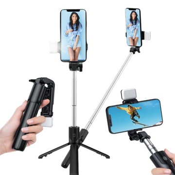KIJEK DO SELFIE STICK NA TELEFON STATYW BLUETOOTH TRIPOD PILOT 1X LAMPA LED