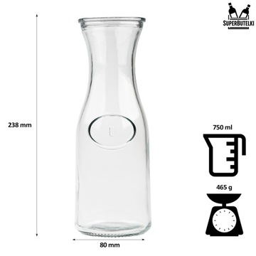 ГРАФИН ДЛЯ ВОДЫ ЛИМОНАДНЫЕ НАПИТКИ СОКИ ВИНО ЛИКЕРЫ СТЕКЛЯННЫЙ КУВШИН 750 МЛ