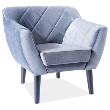Fotel Karo 1 Velvet Szary Bluvel 14 Nóżki Wenge