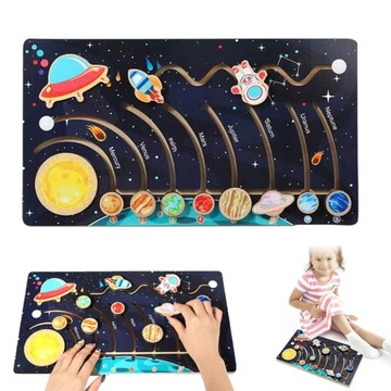Drewniana zabawka dla dzieci Puzzle z planetą, puzzle Układu Słonecznego