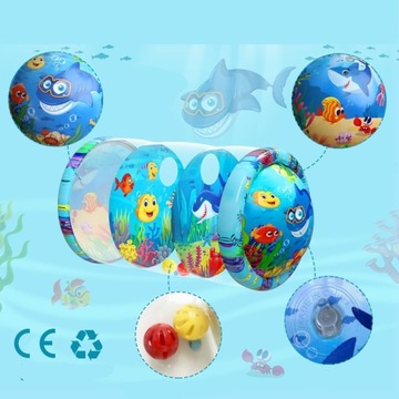 НАДУВНОЙ ЦИЛИНДР КРАСОЧНЫЙ РОЛИК ЗВУЧИТ ИГРУШКА ДЛЯ ОБУЧЕНИЯ ПОЛЗАТЬ +3 КОЛОКОЛЬЧИКА