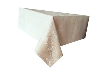 obrus plamoodporny beżowy / żakard glamour 120x280