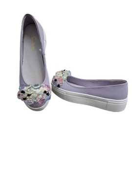 SANTORIO БАЛЕТКИ С ДЕКОРАТИВНЫМИ КАМНЯМИ SANT-11 РАЗМЕР ФИОЛЕТОВЫЙ. 38