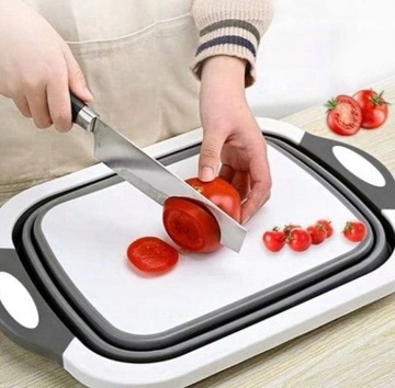 СКЛАДНАЯ СИЛИКОНОВАЯ ЧАША РАЗДЕЛОЧНАЯ ДОСКА ПОРТАТИВНАЯ КАПЕЛЬНИЦА СЛИВ 3-в-1