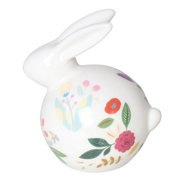 KRÓLIK CERAMICZNY BIAŁY W KWIATKI MAŁY WIELKANOC