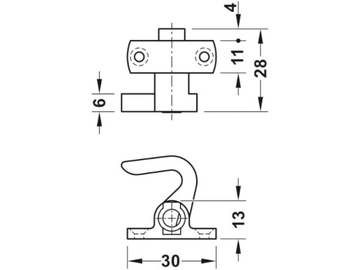 Крючок-крючок для замков Push Lock с решеткой правый, Hafele, коричневый