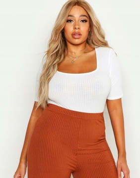 KRÓTKI RĘKAW 4EP NG2__2XL BOOHOO BIAŁE BODY PRĄŻKI